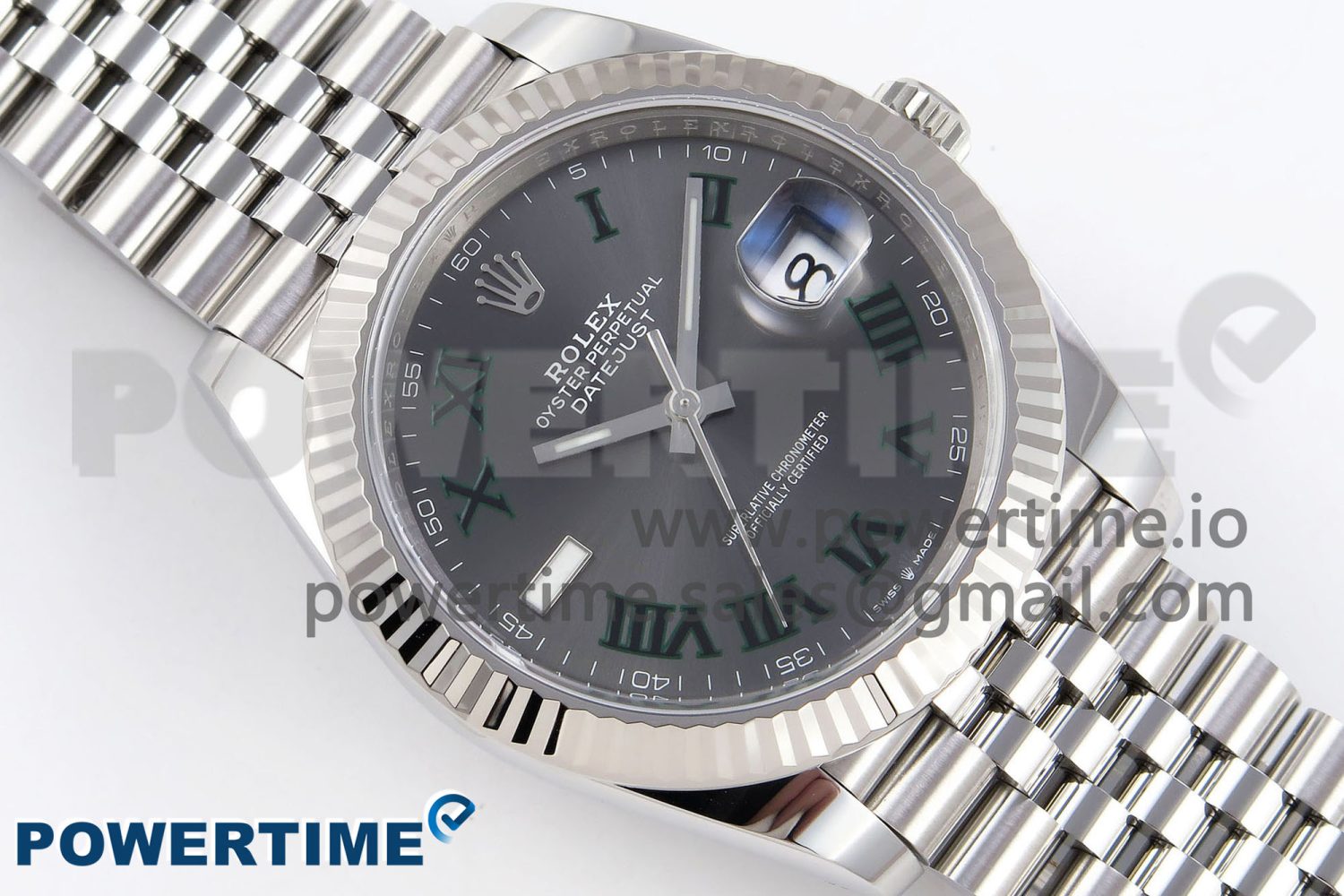DateJust 41 126334 C+F 1:1 Best Edition 904L Steel Gray Dial Green Roman on SS Jubilee Bracelet VR3235 - Image 3
