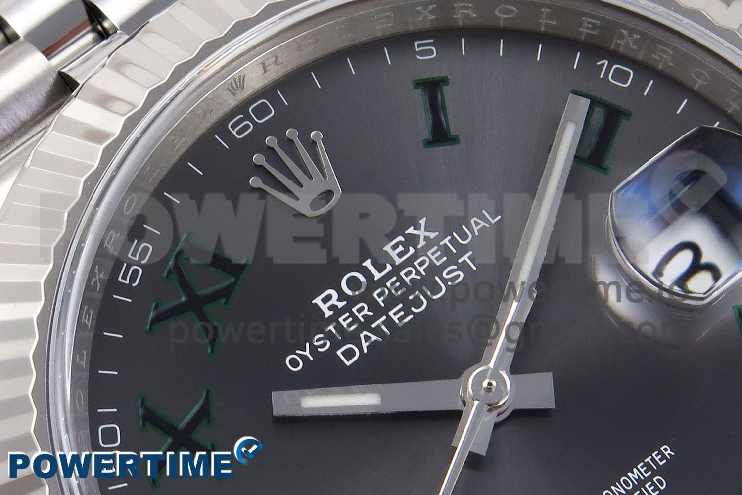 DateJust 41 126334 C+F 1:1 Best Edition 904L Steel Gray Dial Green Roman on SS Jubilee Bracelet VR3235 - Image 4