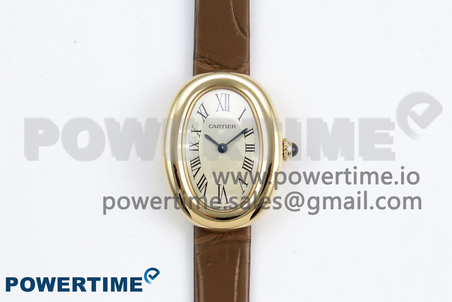 Baignoire De Cartier YG DRF 1:1 Best Edition Silver Dial on Brown Leather Strap Swiss Quartz - Image 1