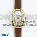 Baignoire De Cartier YG DRF 1:1 Best Edition Silver Dial on Brown Leather Strap Swiss Quartz