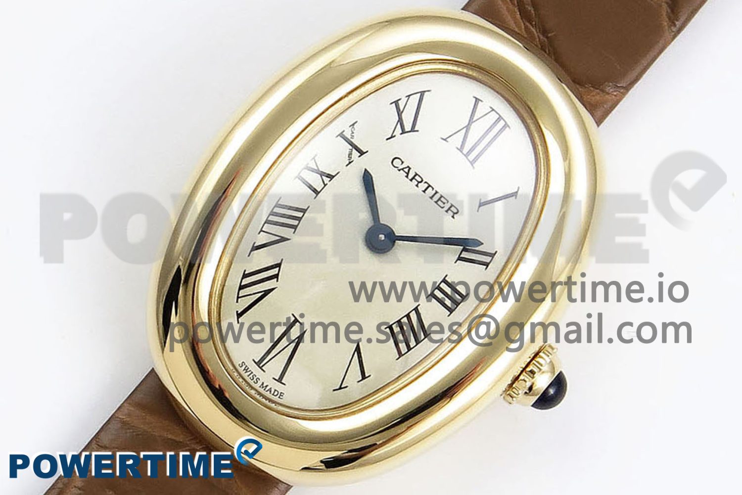 Baignoire De Cartier YG DRF 1:1 Best Edition Silver Dial on Brown Leather Strap Swiss Quartz - Image 2