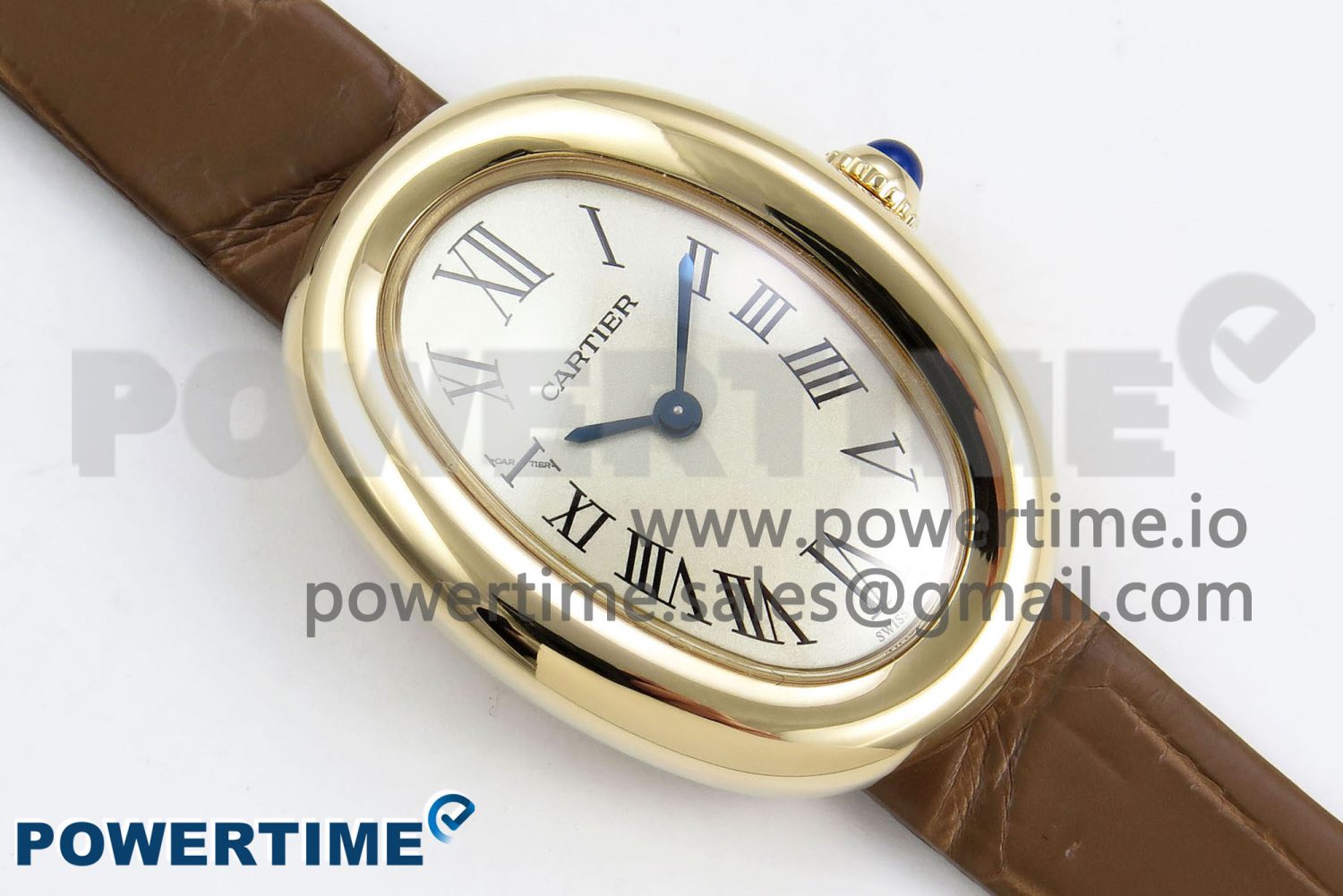 Baignoire De Cartier YG DRF 1:1 Best Edition Silver Dial on Brown Leather Strap Swiss Quartz - Image 3