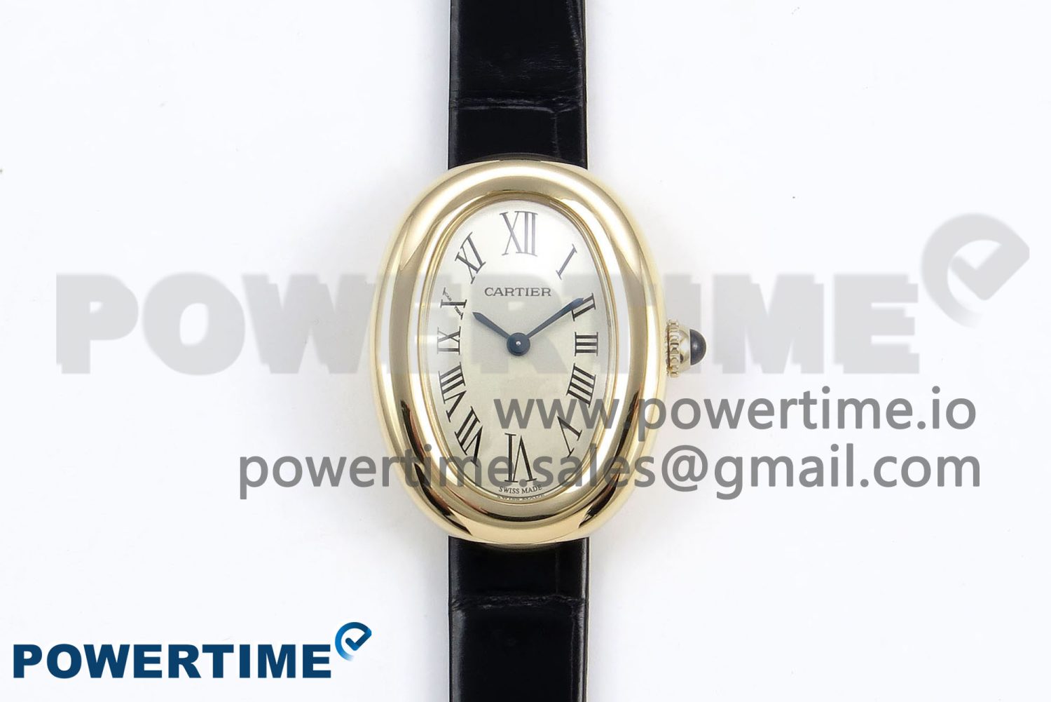 Baignoire De Cartier YG DRF 1:1 Best Edition Silver Dial on Black Leather Strap Swiss Quartz - Image 1