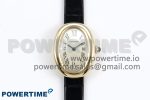 Baignoire De Cartier YG DRF 1:1 Best Edition Silver Dial on Black Leather Strap Swiss Quartz