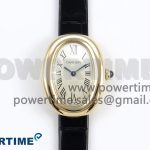 Baignoire De Cartier YG DRF 1:1 Best Edition Silver Dial on Black Leather Strap Swiss Quartz