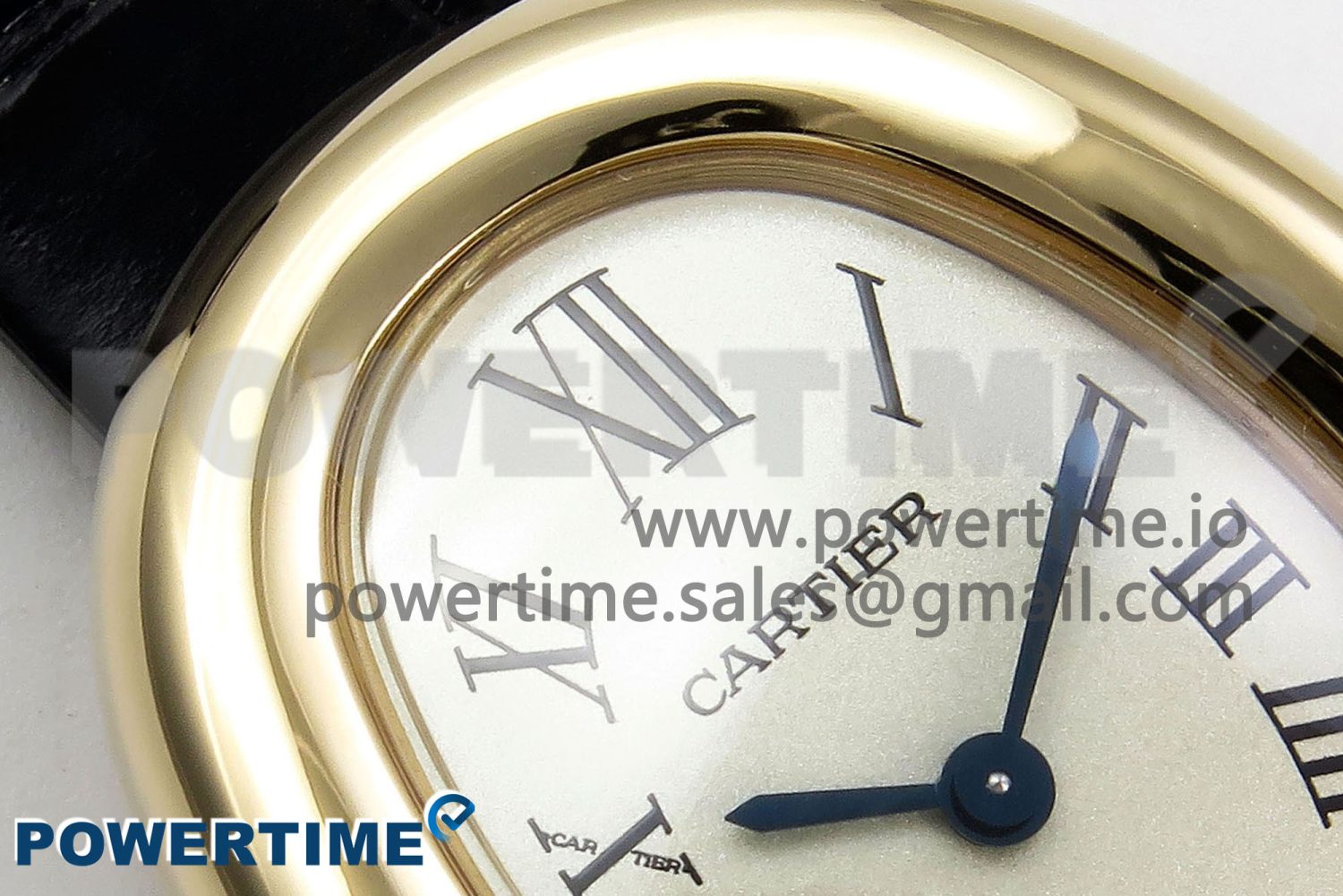 Baignoire De Cartier YG DRF 1:1 Best Edition Silver Dial on Black Leather Strap Swiss Quartz - Image 4