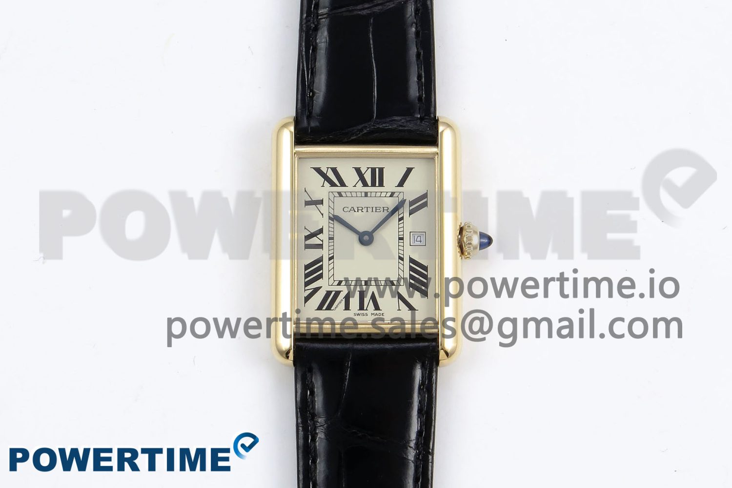 Tank Must Large YG 33.7mm DRF 1:1 Best Edition YG Dial on Black Leather Strap Swiss Quartz - Image 1