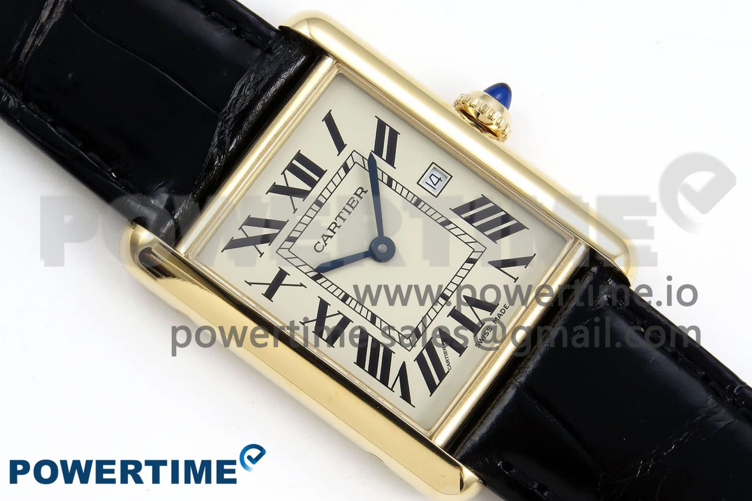 Tank Must Large YG 33.7mm DRF 1:1 Best Edition YG Dial on Black Leather Strap Swiss Quartz - Image 3