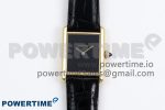 Tank Louis Cartier Large YG 33.7mm DRF 1:1 Best Edition Black Dial on Black Leather Strap Swiss Quartz