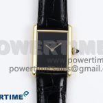 Tank Louis Cartier Large YG 33.7mm DRF 1:1 Best Edition Black Dial on Black Leather Strap Swiss Quartz