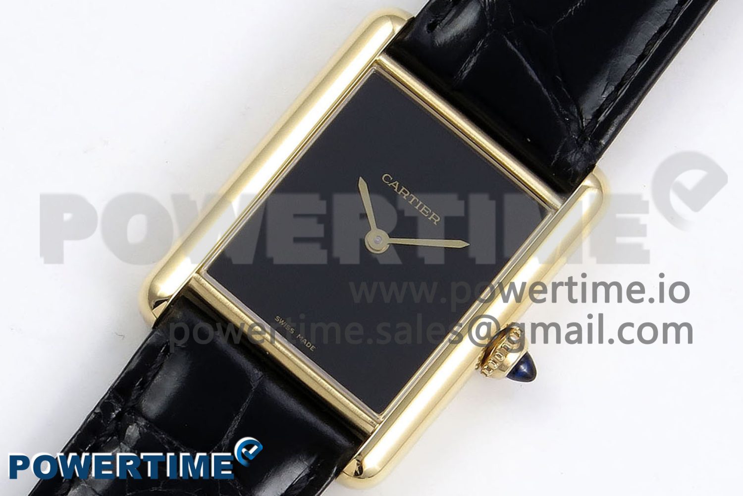 Tank Louis Cartier Large YG 33.7mm DRF 1:1 Best Edition Black Dial on Black Leather Strap Swiss Quartz - Image 9