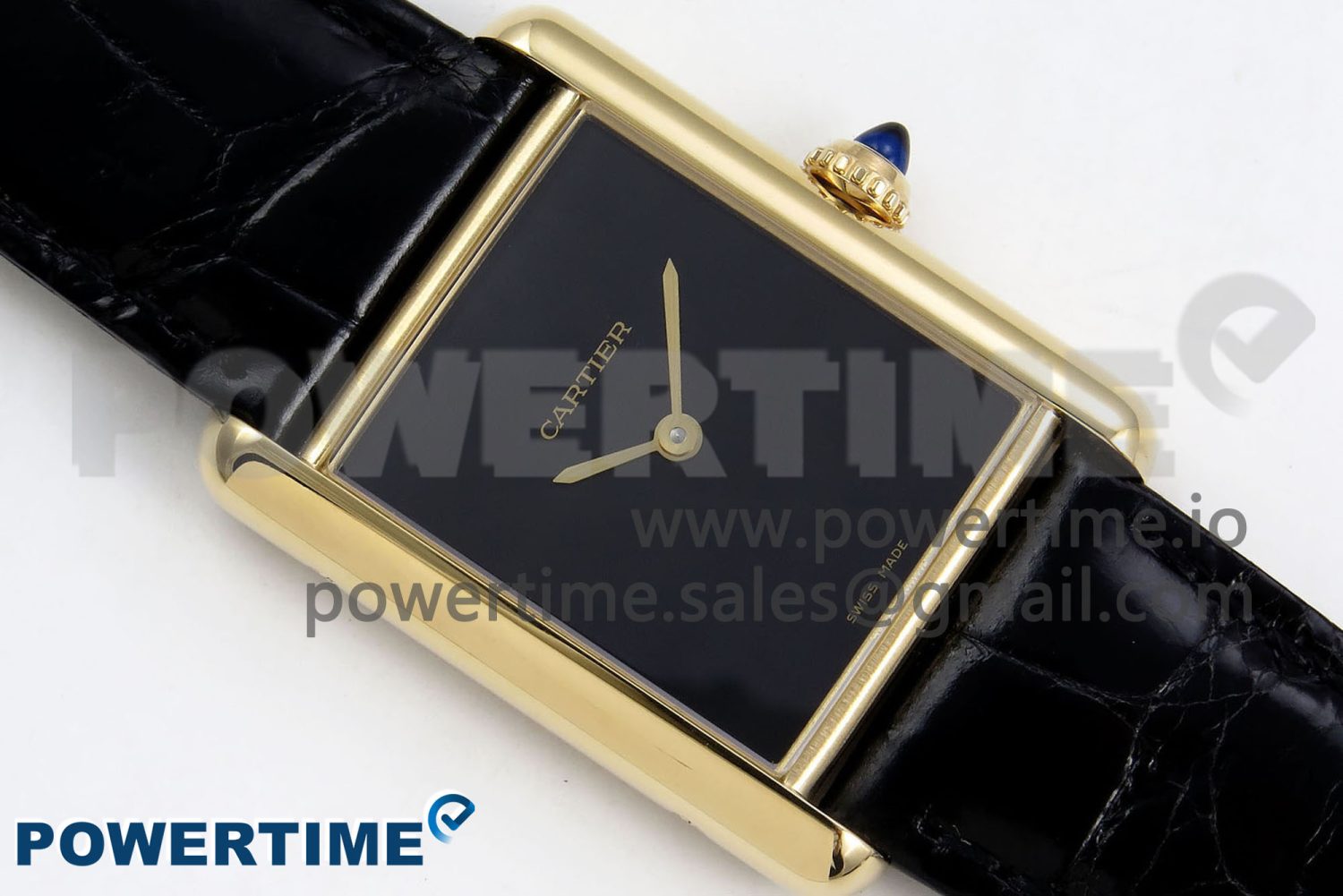 Tank Louis Cartier Large YG 33.7mm DRF 1:1 Best Edition Black Dial on Black Leather Strap Swiss Quartz - Image 10