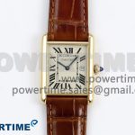 Tank Must Small YG 29mm DRF 1:1 Best Edition YG Dial on Brown Leather Strap Swiss Quartz