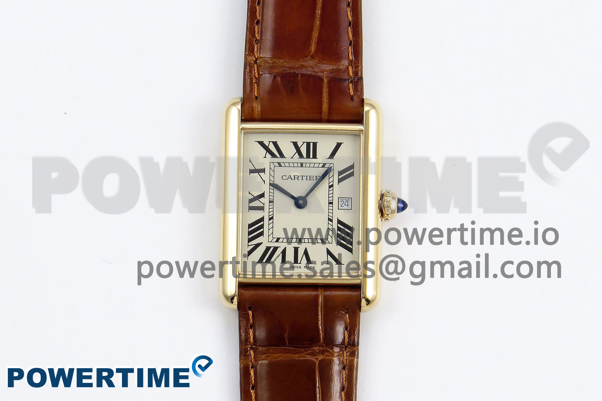 IMG_8807 Tank Must Small YG 29mm DRF 1:1 Best Edition YG Dial on Brown Leather Strap Swiss Quartz - Image 1