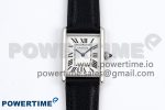 Tank Must Large SS 33.7mm DRF 1:1 Best Edition White Dial on Black Leather Strap Swiss Quartz