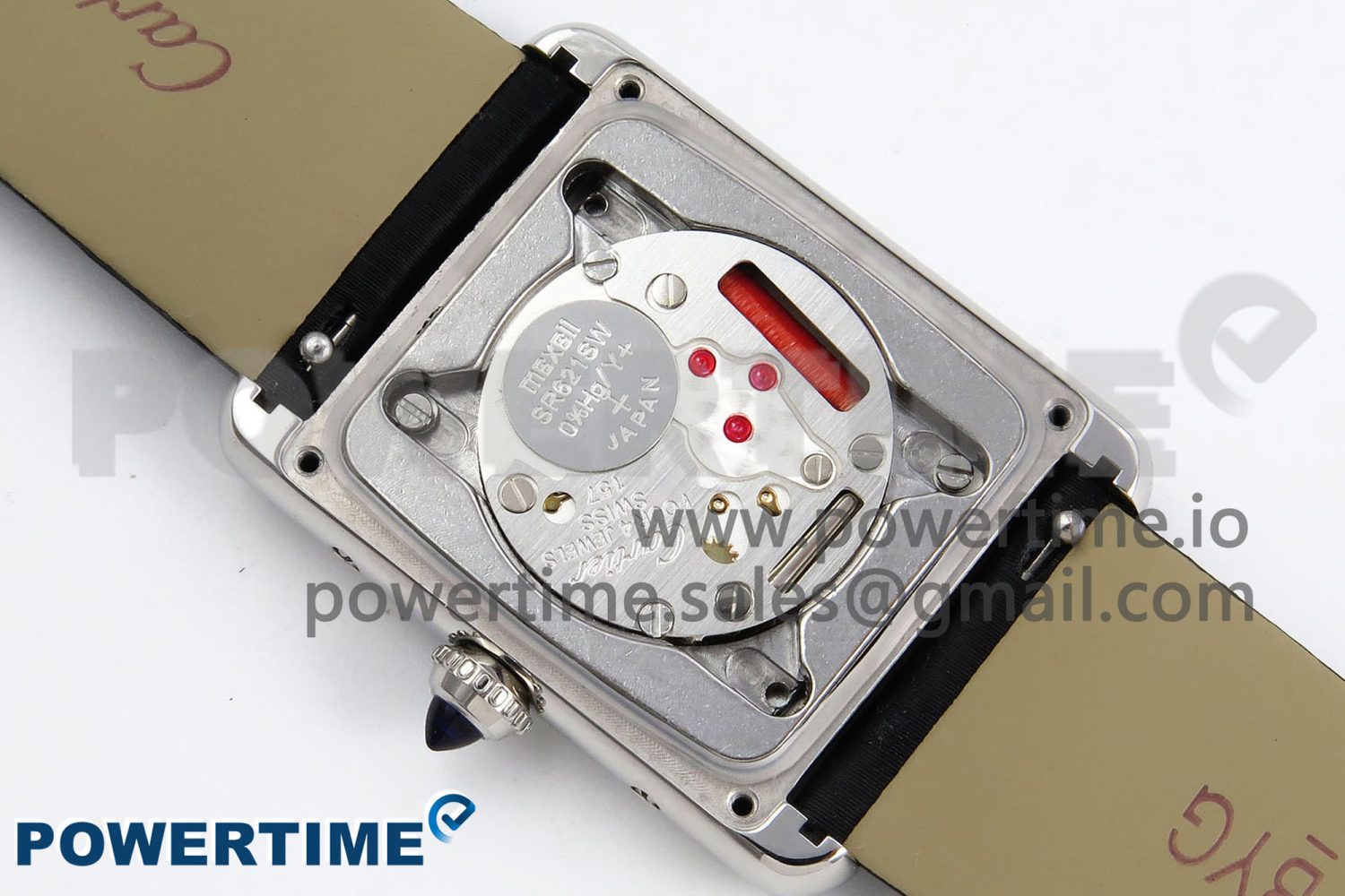 Tank Must Large SS 33.7mm DRF 1:1 Best Edition White Dial Diamonds Bezel on Black Calfskin Strap Swiss Quartz - Image 13