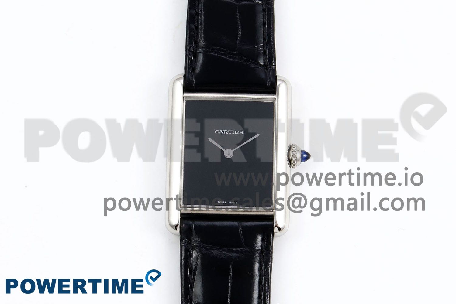 Tank Must Large SS 33.7mm DRF 1:1 Best Edition Black Dial on Black Leather Strap Swiss Quartz - Image 1