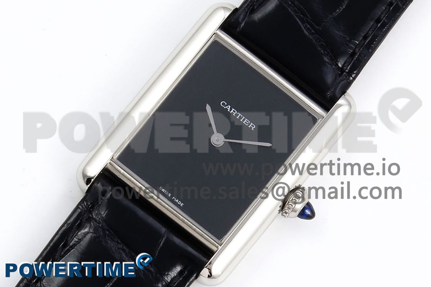 Tank Must Large SS 33.7mm DRF 1:1 Best Edition Black Dial on Black Leather Strap Swiss Quartz - Image 2