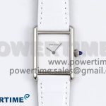Tank Must Large SS 33.7mm DRF 1:1 Best Edition White Dial on White Leather Strap Swiss Quartz