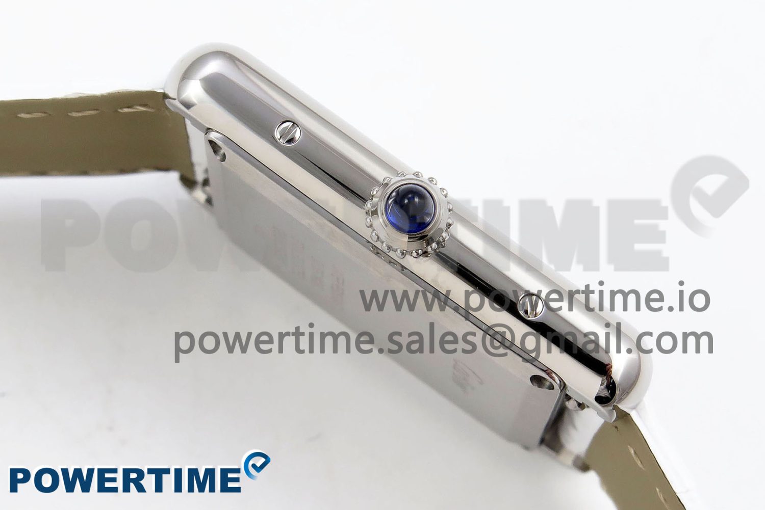 Tank Must Large SS 33.7mm DRF 1:1 Best Edition White Dial on White Leather Strap Swiss Quartz - Image 6