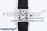 Tank Must Large SS 33.7mm DRF 1:1 Best Edition White Dial on Black Leather Strap Swiss Quartz