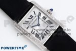Tank Must Large SS 33.7mm DRF 1:1 Best Edition White Dial Diamonds Bezel on Black Calfskin Strap Swiss Quartz - Image 3