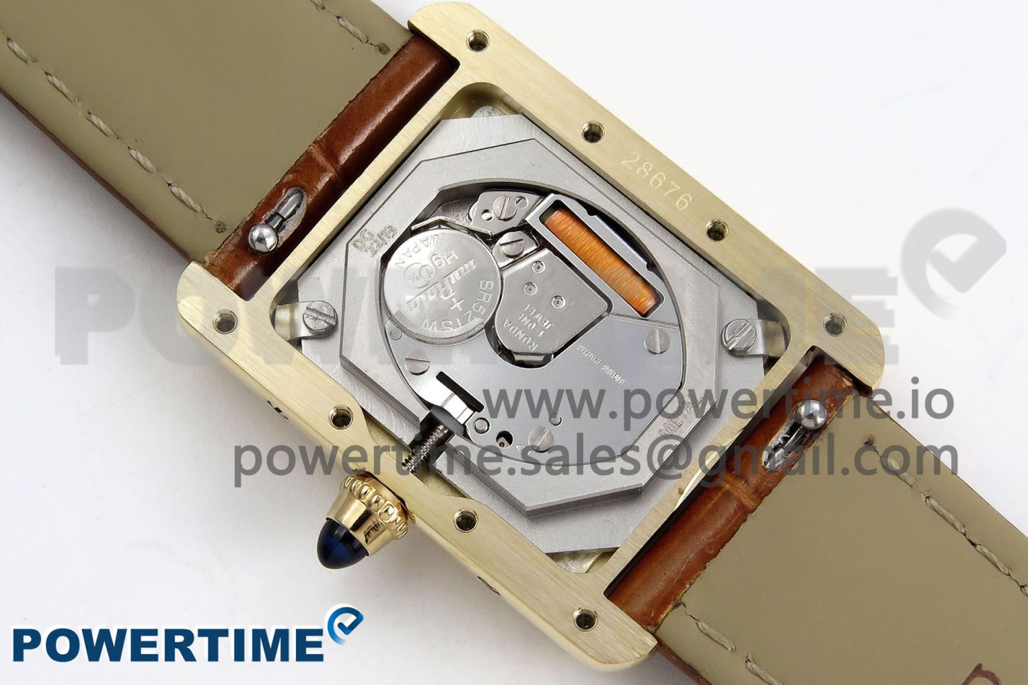Tank Must Large YG 33.7mm DRF 1:1 Best Edition YG Dial on Brown Leather Strap Swiss Quartz - Image 2