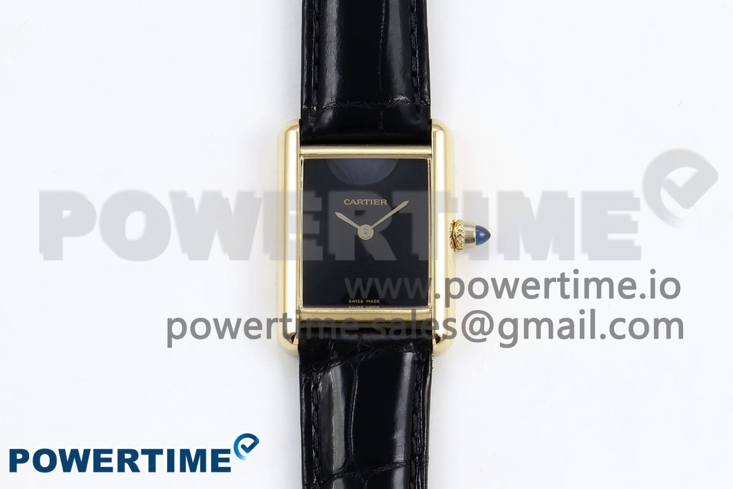 Tank Louis Cartier Small YG 29mm DRF 1:1 Best Edition Black Dial on Black Leather Strap Swiss Quartz - Image 1