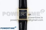 Tank Louis Cartier Small YG 29mm DRF 1:1 Best Edition Black Dial on Black Leather Strap Swiss Quartz