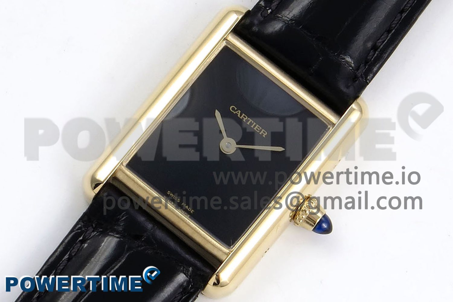 Tank Louis Cartier Small YG 29mm DRF 1:1 Best Edition Black Dial on Black Leather Strap Swiss Quartz - Image 2