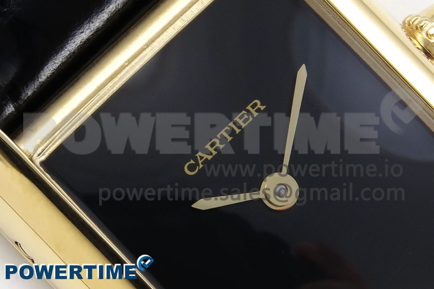 Tank Louis Cartier Small YG 29mm DRF 1:1 Best Edition Black Dial on Black Leather Strap Swiss Quartz - Image 4