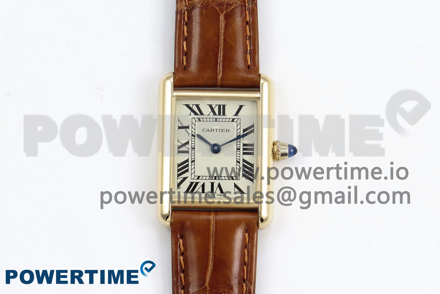 Tank Must Large YG 33.7mm DRF 1:1 Best Edition YG Dial on Brown Leather Strap Swiss Quartz - Image 1
