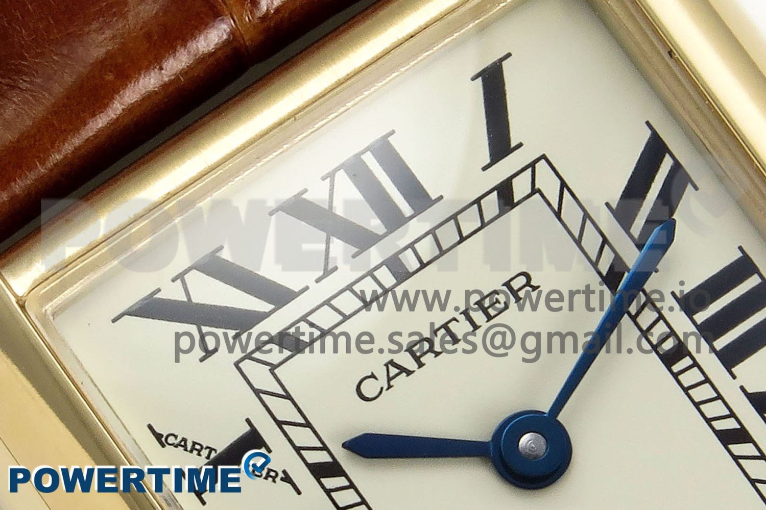 Tank Must Large YG 33.7mm DRF 1:1 Best Edition YG Dial on Brown Leather Strap Swiss Quartz - Image 5