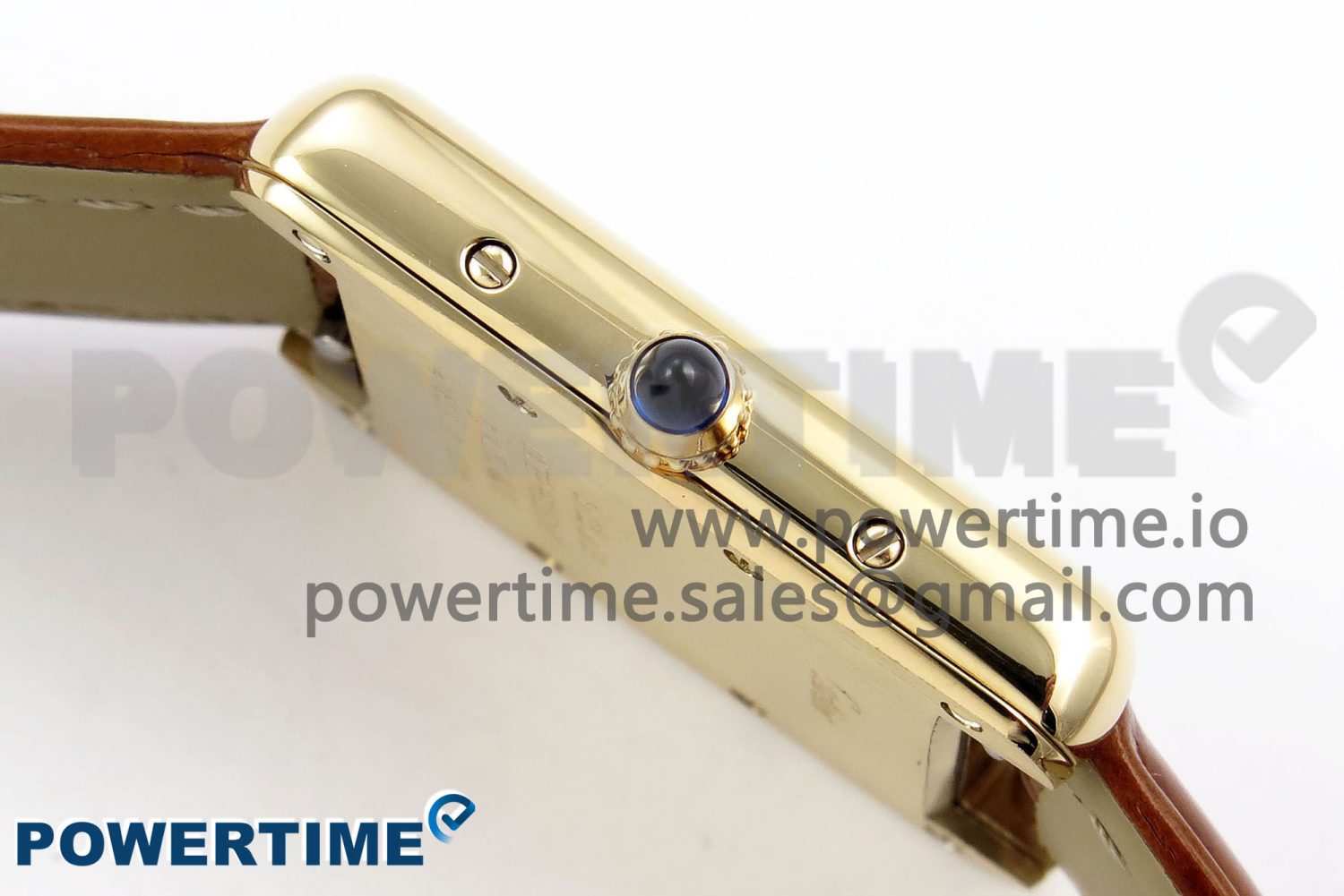 Tank Must Large YG 33.7mm DRF 1:1 Best Edition YG Dial on Brown Leather Strap Swiss Quartz - Image 7