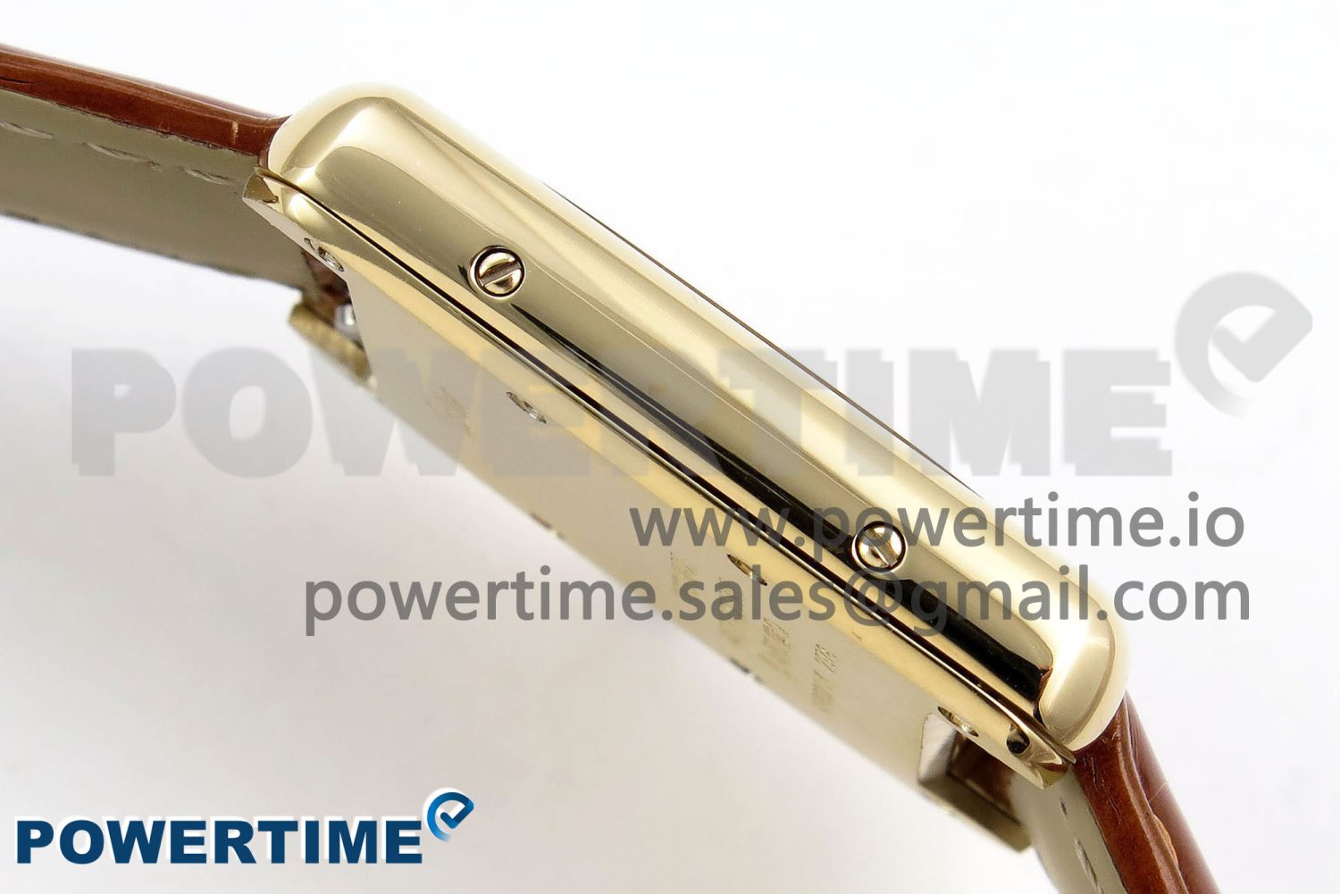 Tank Must Large YG 33.7mm DRF 1:1 Best Edition YG Dial on Brown Leather Strap Swiss Quartz - Image 8