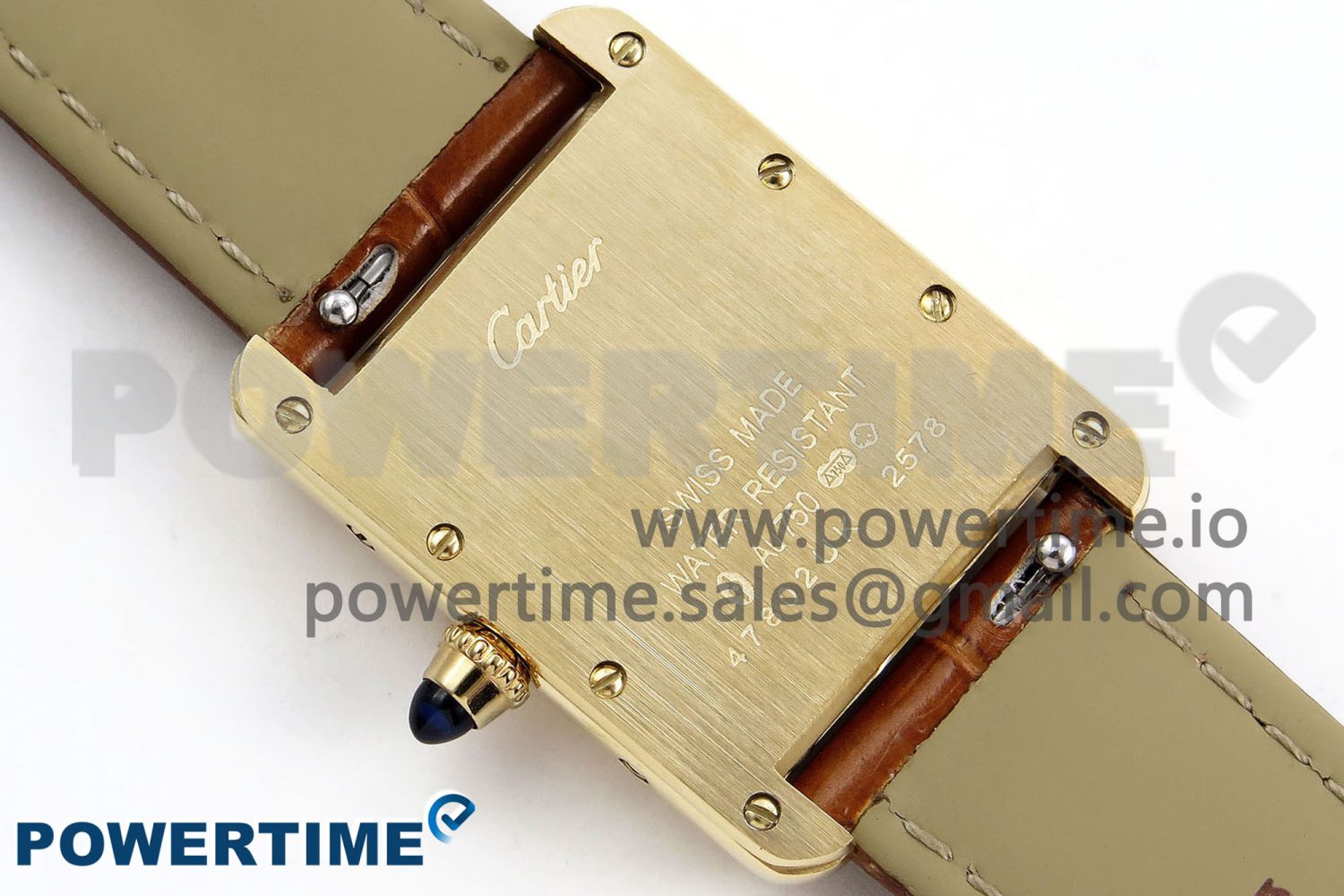 Tank Must Large YG 33.7mm DRF 1:1 Best Edition YG Dial on Brown Leather Strap Swiss Quartz - Image 9
