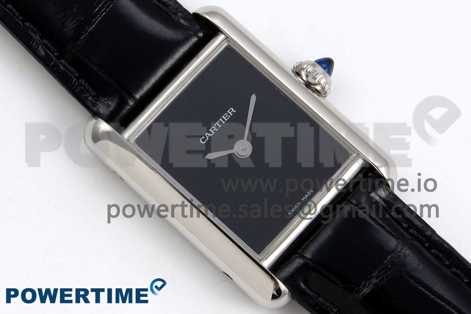 Tank Must Small SS 29mm DRF 1:1 Best Edition Black Dial on Black Leather Strap Swiss Quartz - Image 3