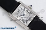 Tank Must Small SS 29mm DRF 1:1 Best Edition White Dial Diamonds Bezel on Black Calfskin Strap Swiss Quartz - Image 3