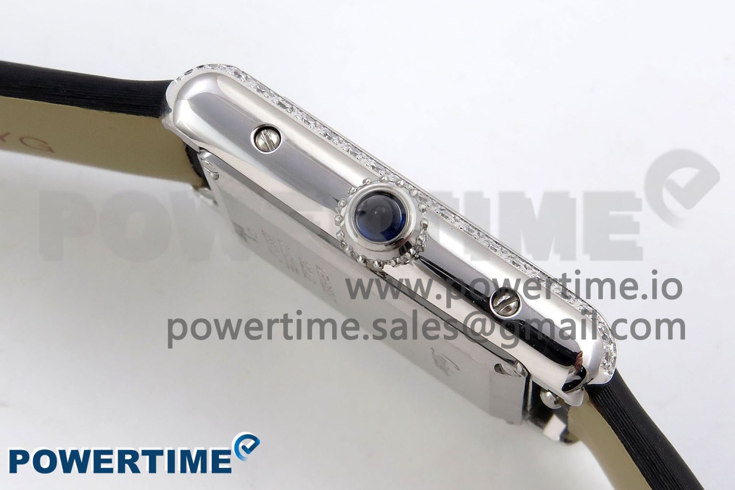 Tank Must Small SS 29mm DRF 1:1 Best Edition White Dial Diamonds Bezel on Black Calfskin Strap Swiss Quartz - Image 6