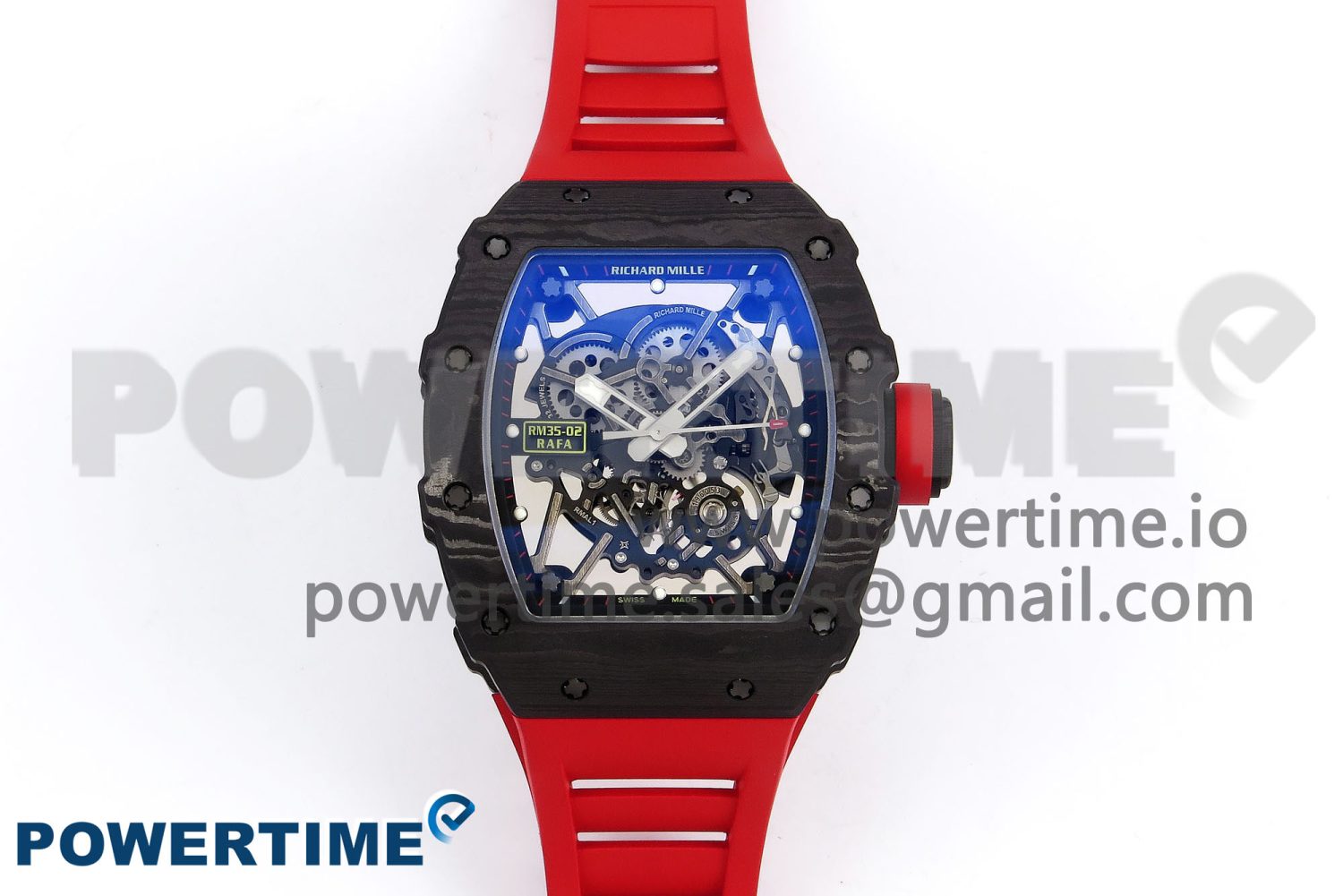 RM035-02 NTPT ZF 1:1 Best Edition Skeleton Dial on Red Rubber Strap RMAL1 Super Clone V6 - Image 1