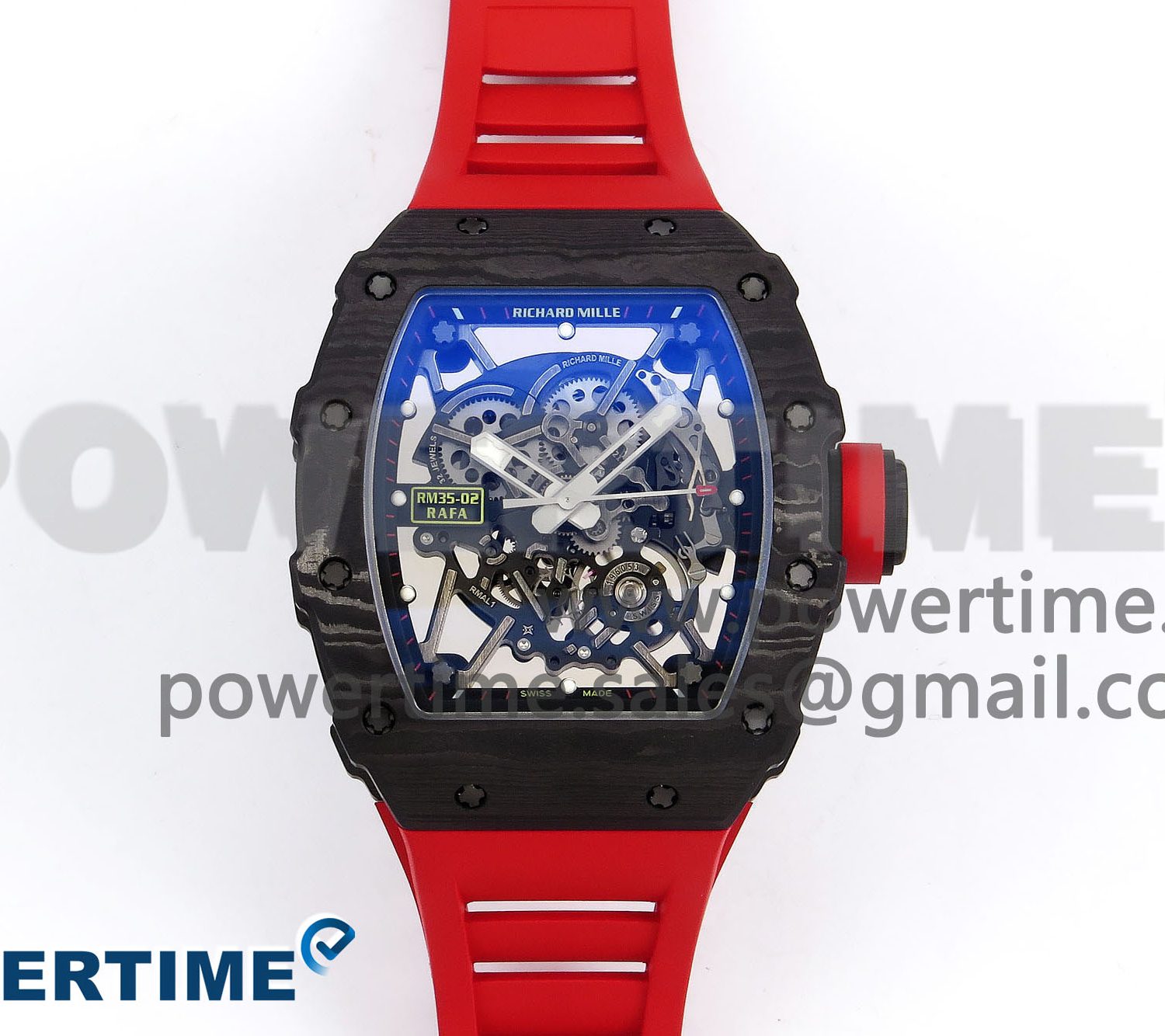 RM035-02 NTPT ZF 1:1 Best Edition Skeleton Dial on Red Rubber Strap RMAL1 Super Clone V6