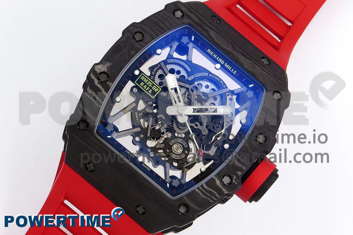 RM035-02 NTPT ZF 1:1 Best Edition Skeleton Dial on Red Rubber Strap RMAL1 Super Clone V6 - Image 2