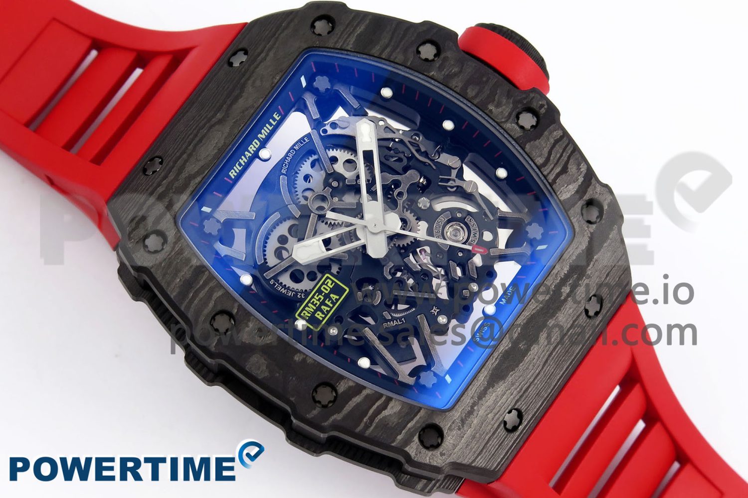 RM035-02 NTPT ZF 1:1 Best Edition Skeleton Dial on Red Rubber Strap RMAL1 Super Clone V6 - Image 3