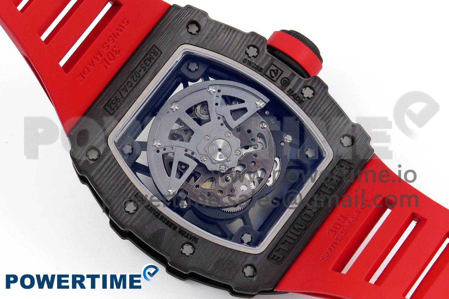 RM035-02 NTPT ZF 1:1 Best Edition Skeleton Dial on Red Rubber Strap RMAL1 Super Clone V6 - Image 9