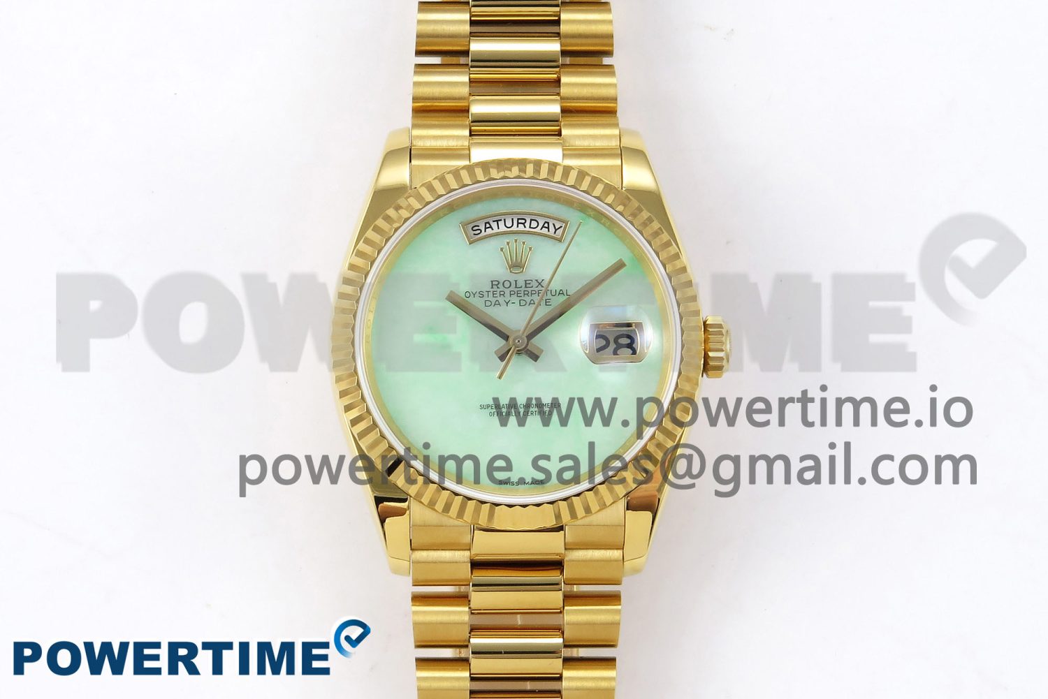 Day Date 36 YG RAF 1:1 Best Edition Green Stone Dial on YG Bracelet A2836 - Image 1
