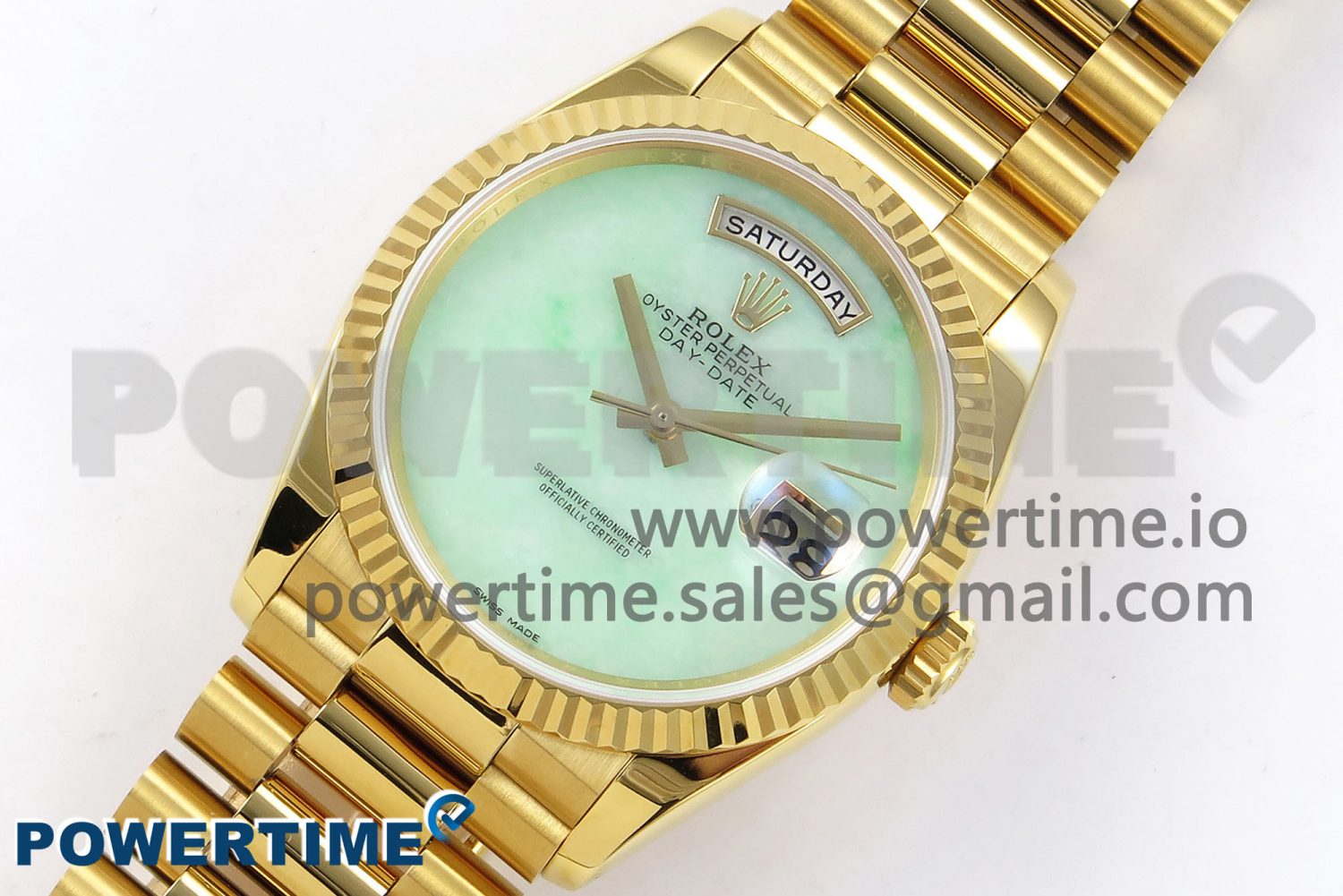 Day Date 36 YG RAF 1:1 Best Edition Green Stone Dial on YG Bracelet A2836 - Image 2