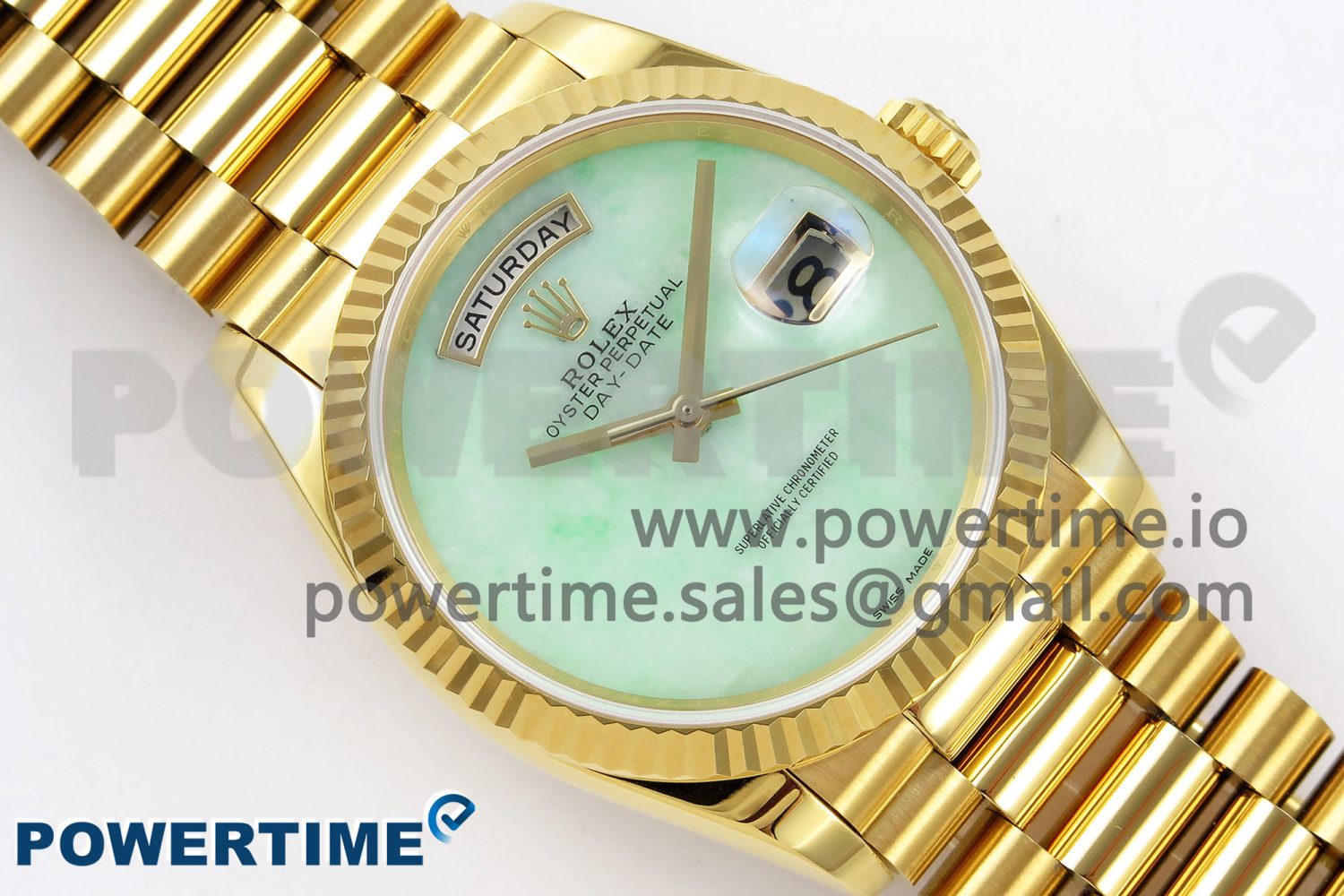 Day Date 36 YG RAF 1:1 Best Edition Green Stone Dial on YG Bracelet A2836 - Image 3