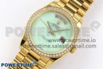 Day Date 36 YG RAF 1:1 Best Edition Green Stone Dial Diamonds Bezel on YG Bracelet A2836 - Image 2
