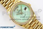 Day Date 36 YG RAF 1:1 Best Edition Green Stone Dial Diamonds Bezel on YG Bracelet A2836 - Image 3
