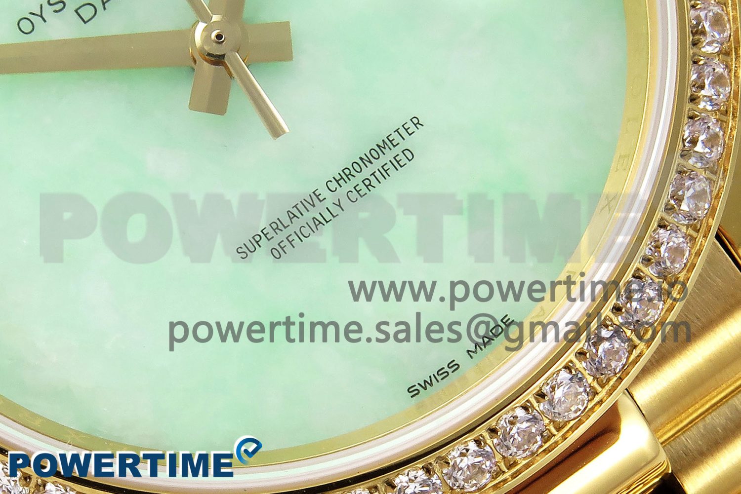 Day Date 36 YG RAF 1:1 Best Edition Green Stone Dial Diamonds Bezel on YG Bracelet A2836 - Image 5